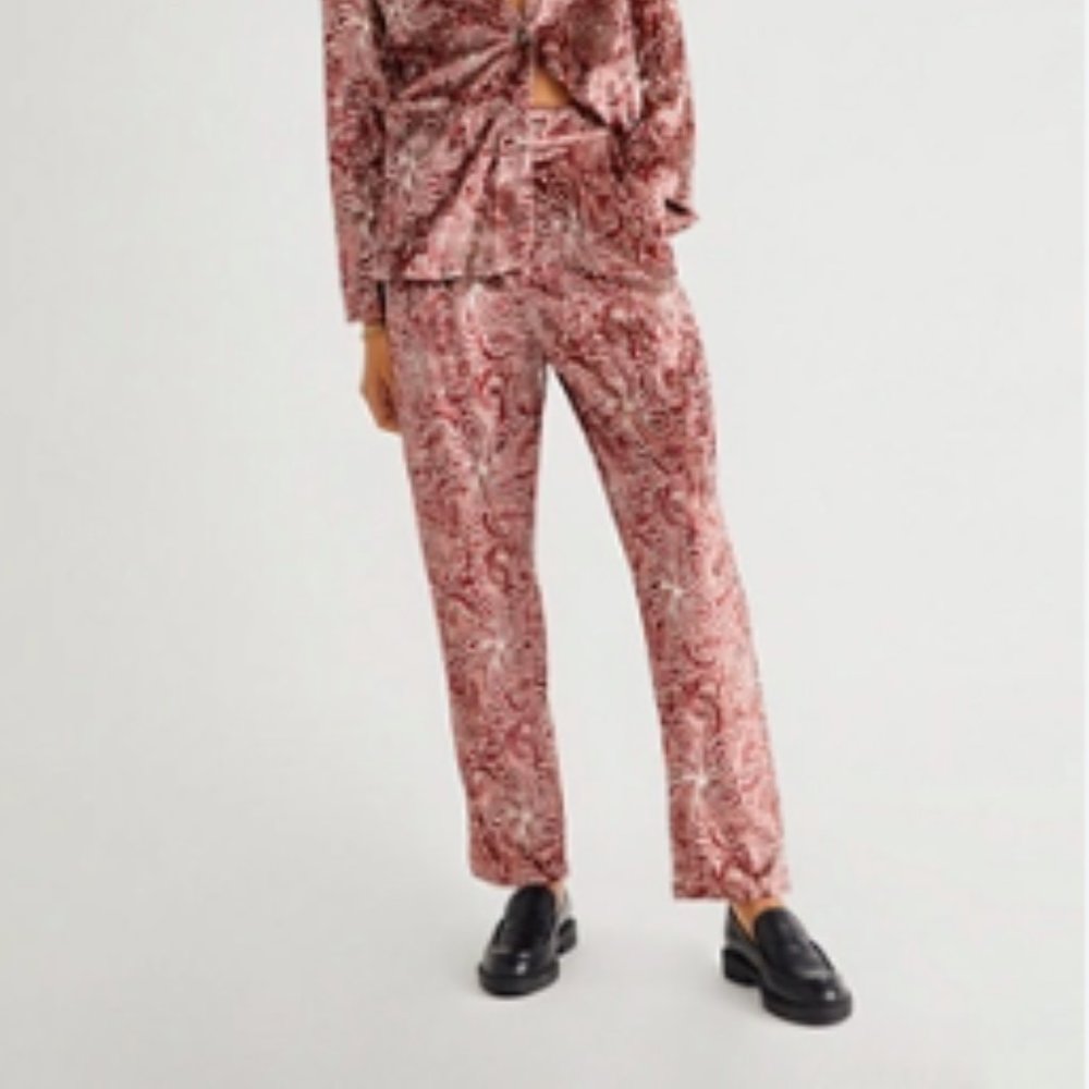 Minkpink Paisley Velvet Straight Leg Pants Size XS, Never Worn